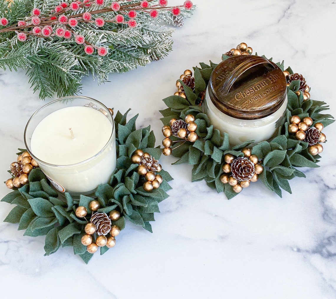 Christmas candle wreath ring candle wreath centerpiece Olive  Etsy