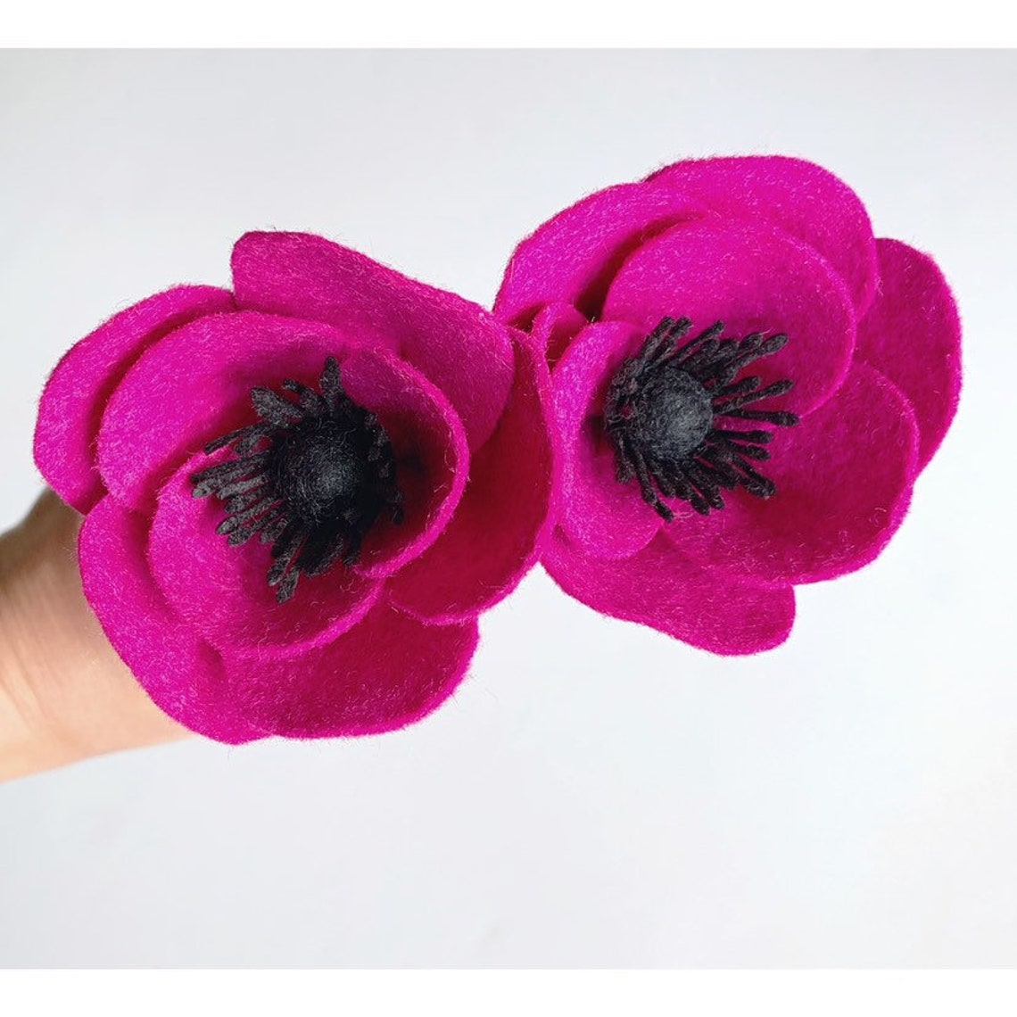 Pink felt flower magenta anemone felt anemone single stem Etsy