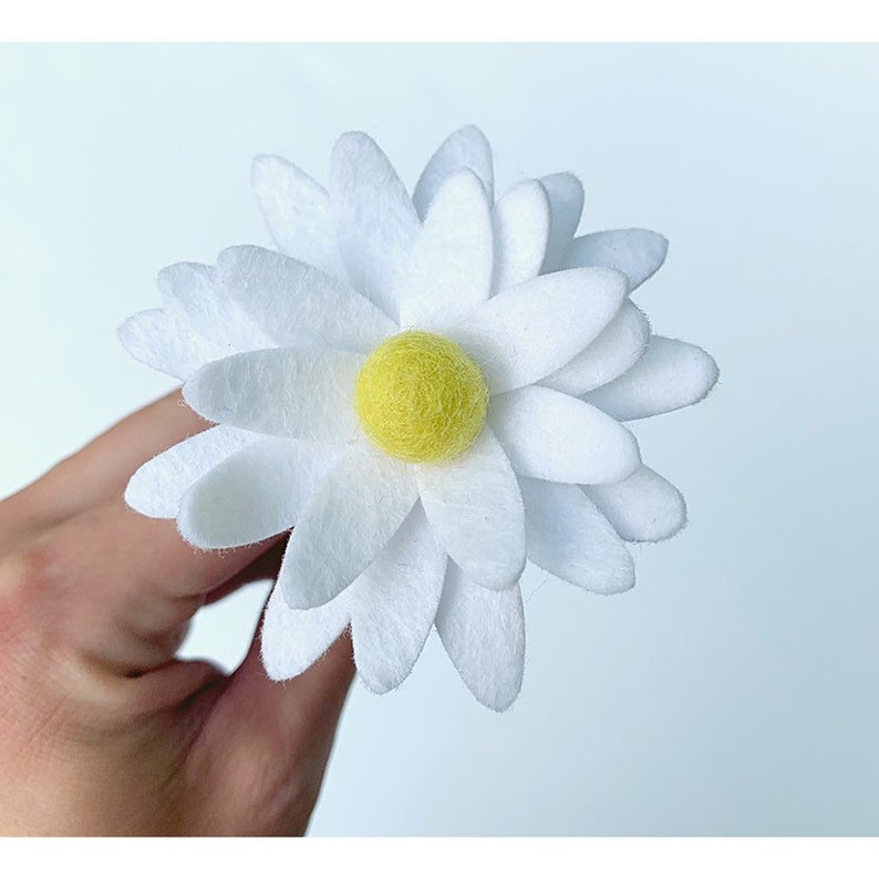 White Felt Daisy Felt Flower Stems Build Your Own Bouquet Etsy