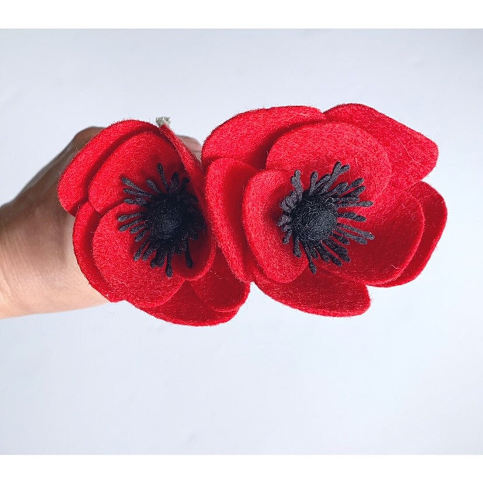 Single Stem Anemone Red Felt Anemone Felt Flower Bouquet Etsy