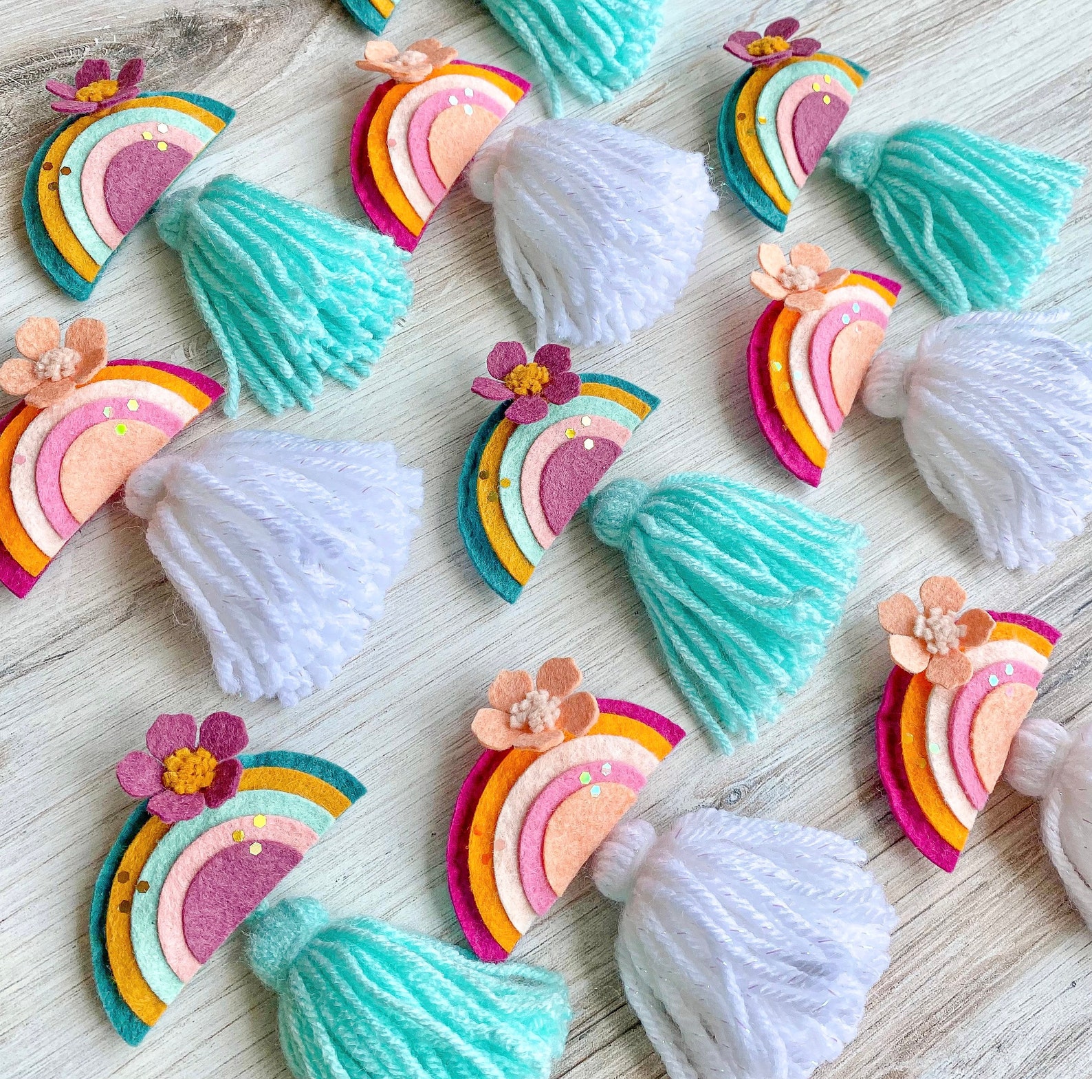 Rainbow Rearview Mirror Decor Car Tassel Decor Rainbow Car Etsy