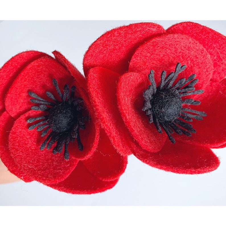 Single Stem Anemone Red Felt Anemone Felt Flower Bouquet Etsy