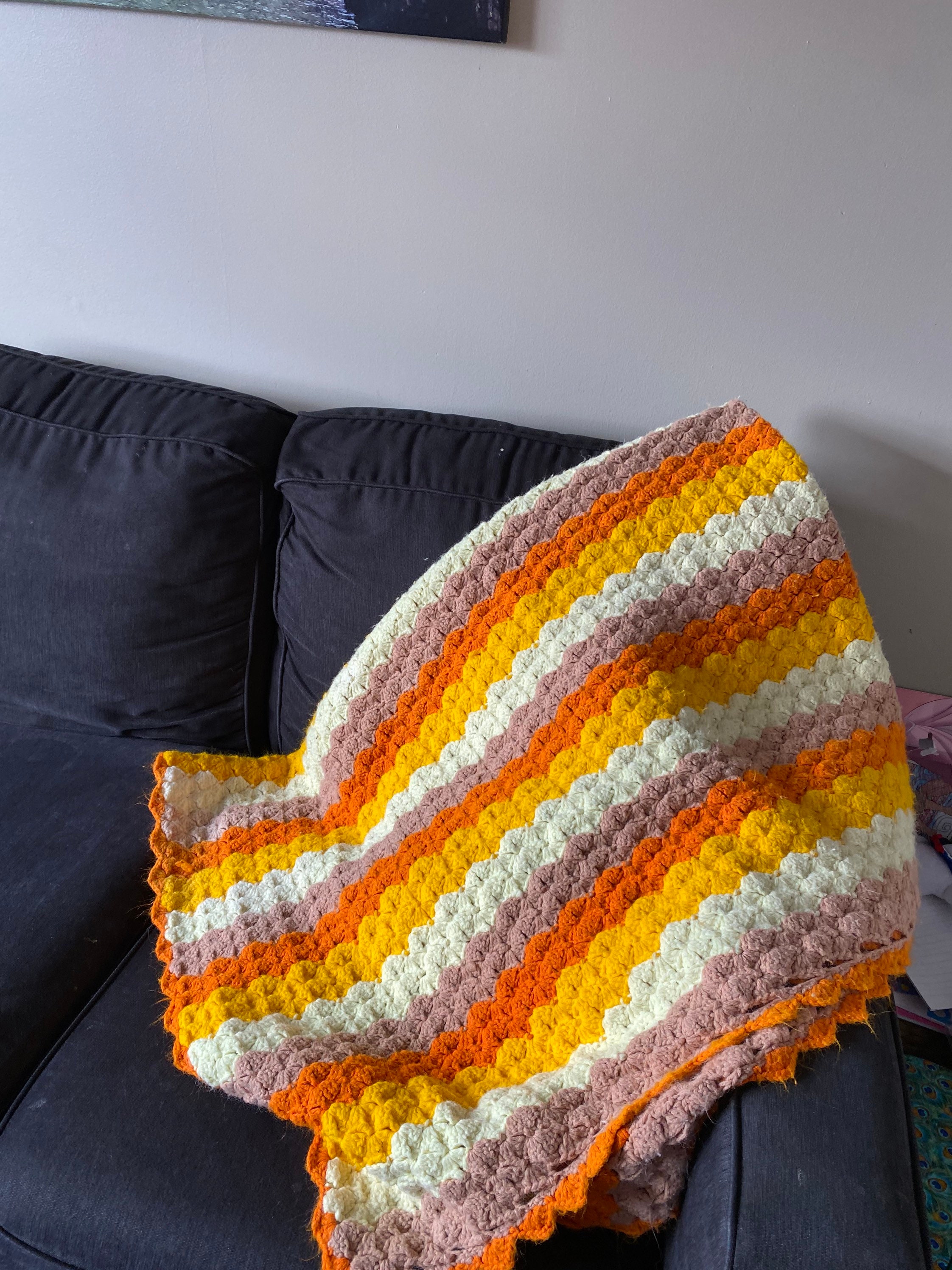 Home & Living Blankets & Throws Crocheted Throw Hand Crocheted Blanket