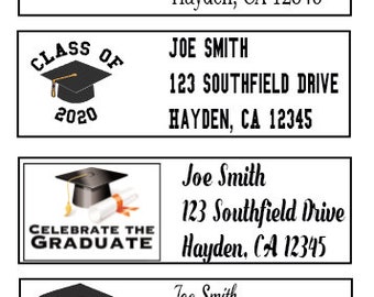 Grad Cap Class of 2020 Graduation Personalized Return Address Stickers 27 labels