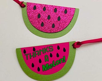 Thanks a Melon Summer Watermelon Party Thank You Favor Tags - Set of 12