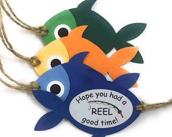 Fishing Theme Party Favor Fish Gift Tags - Favor Gift Tags - Gift Tag - Party Favor Tag - Thank you tag - Set of 12