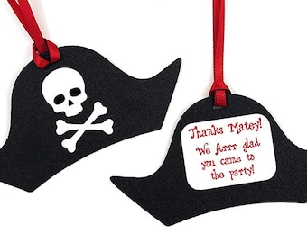 Pirate Hat Thank You Favor Tags - Favor Gift Tags - Gift Tag - Party Favor Tag - Thank you tag - Pirate Party - Set of 12