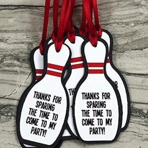 Bowling Pin Party Favor Gift Tags - Bowling Birthday Party - Bowling Theme - Favor Tag - Thank you tag - Set of 12
