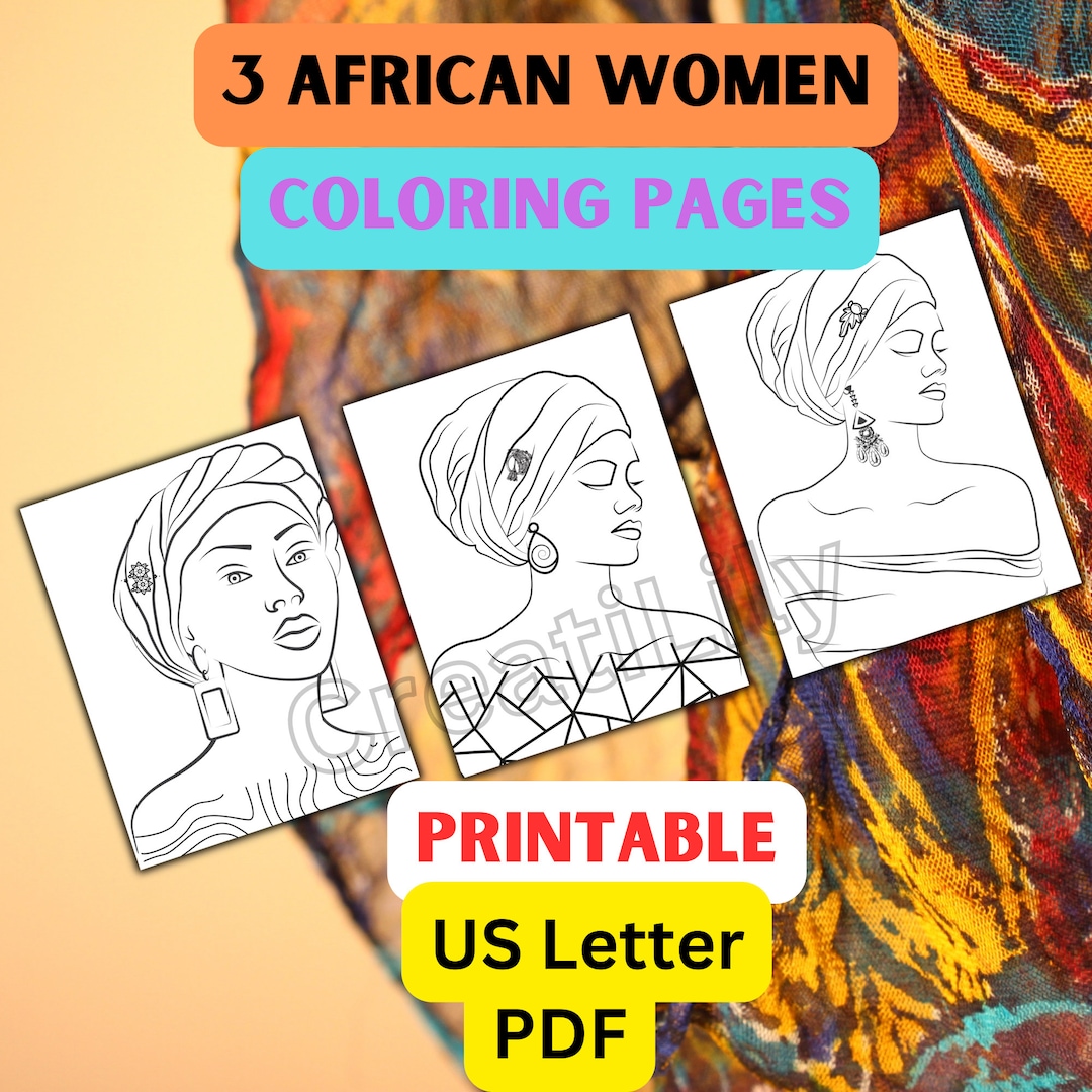 African Women Coloring Pages Printable Digital Download - Etsy