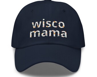 Wisco Mama Floral Pattern Cute Outdoor Summer Hat for Wisconsin Moms, Gifts for Her, Gifts for Mom