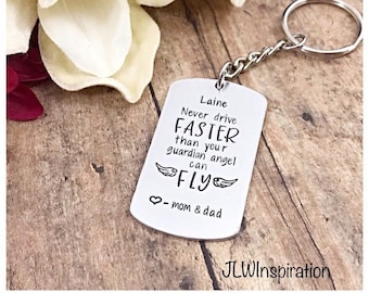 Personalized Guardian Angel Keychain - Etsy