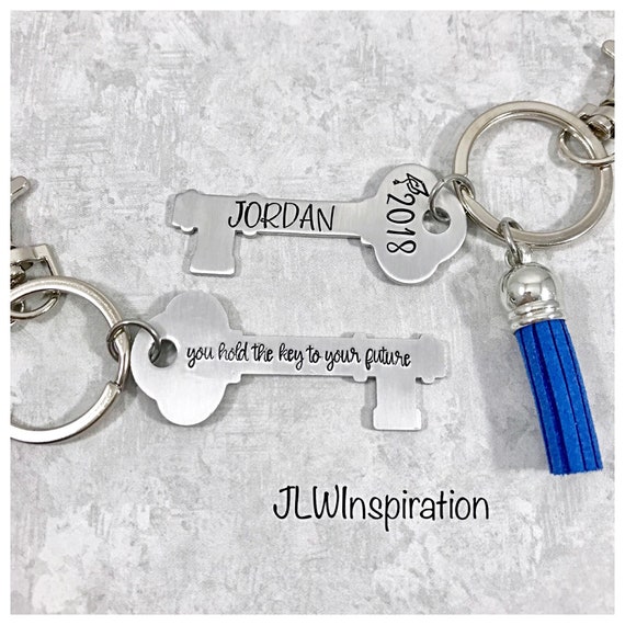 Key to your future graduation keychain, name, year, cap, tassel, daughter, son, neice, nephew, gift, present, congratulations grad, custom