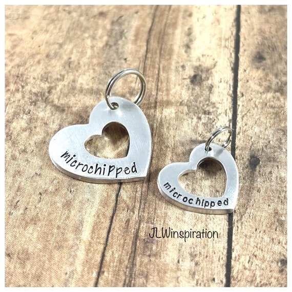 Heart ONLY microchipped pet ID tag, including small split ring