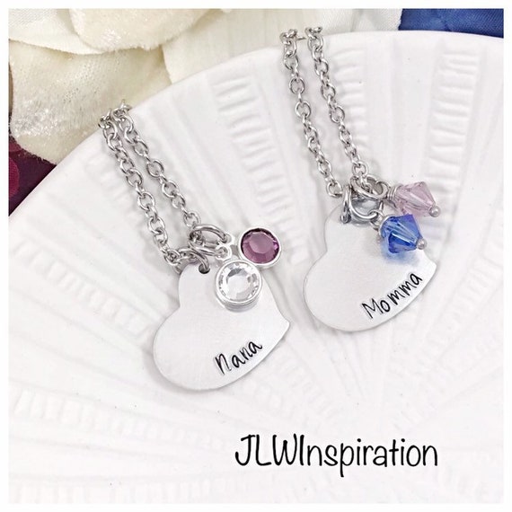 Personalized aluminum heart necklace with birthstones