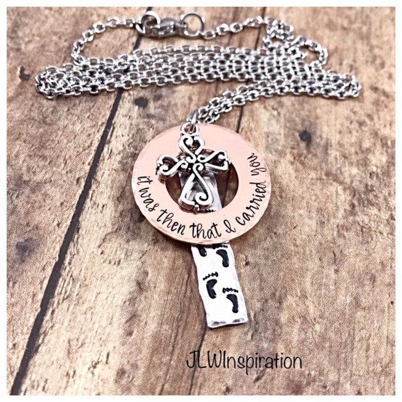 Footprints in the Sand Necklace It Was Then That I Carried Etsy