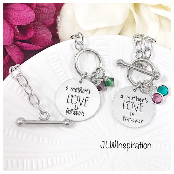 Personalized a mother's love is forever toggle bracelet