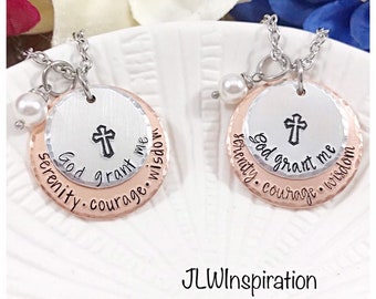 Serenity prayer necklace, God grant me, serenity, courage, wisdom, Christmas gift, mom, wife, sister, girlfriend, birthday present, grandma