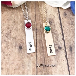 Sterling silver or gold filled name and birthstone necklace, birthday present, daughter, sister, niece, mom, wife, Mother's day, custom image 2