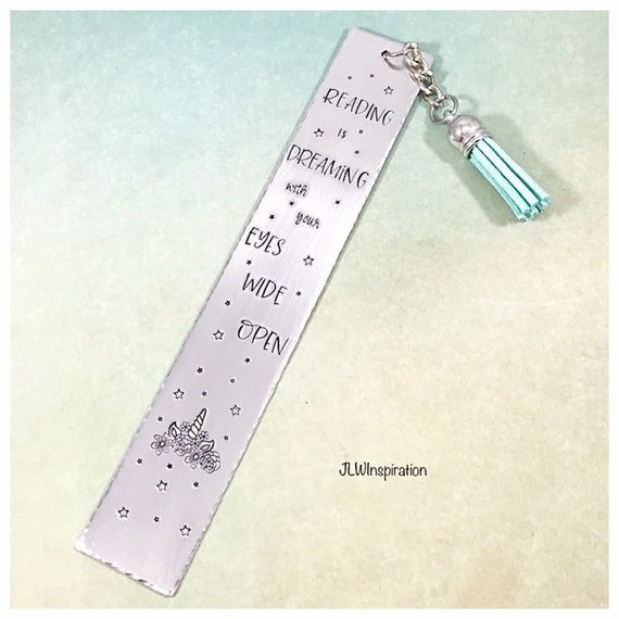 Reading is dreaming unicorn bookmark choice of color tassel