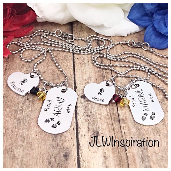 Personalized proud military family necklace