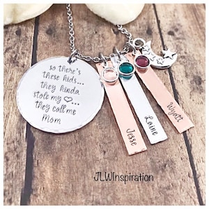 Er is een meisje, een jongen, deze kinderen, die mijn hartketting hebben gestolen, een gepersonaliseerde naam, geboortesteen, moederdagcadeau, cadeau, moeder, oma, oma