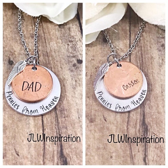 Personalized pennies from heaven necklace