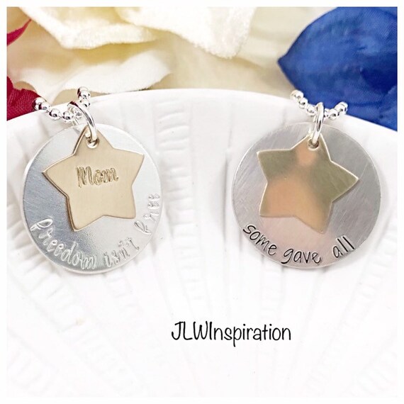 Gold Star Mom necklace, sterling silver and gold filled