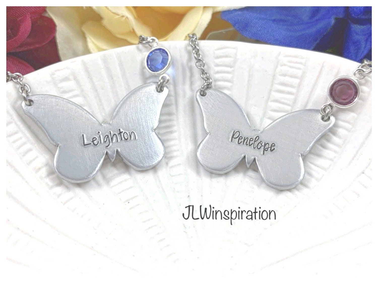 Kids Engraved 2 Colour Acrylic Butterfly Necklace | Jewlr
