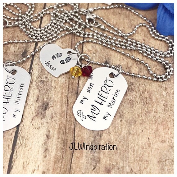 Personalized my hero military necklace