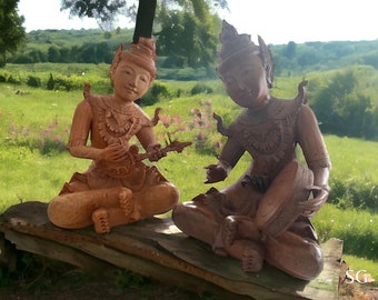 Traditional Thai Wooden Carved Musician