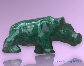 Malachite Carved Rhino