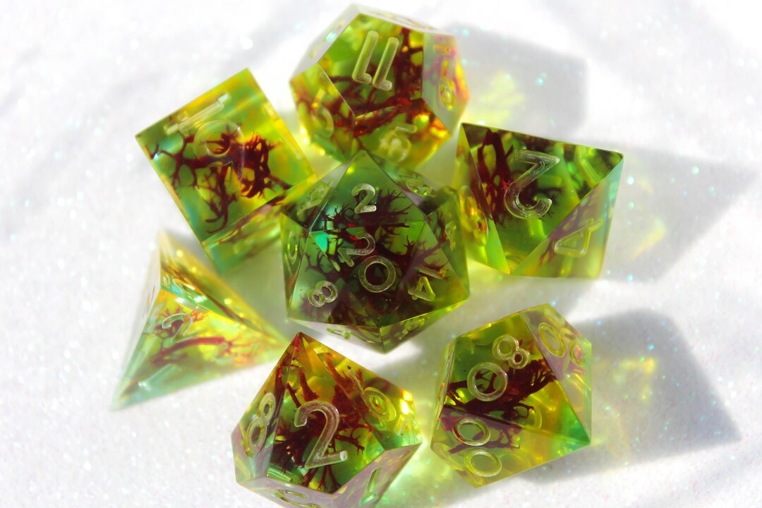 Moss Dnd Dice Set. Sharp Edge Resin Plant Dice Set Etsy