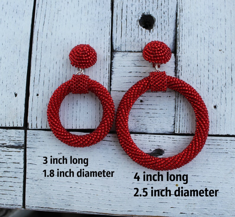 Red Clip on Hoop Earrings Wedding red hoop clip ons earrings Etsy