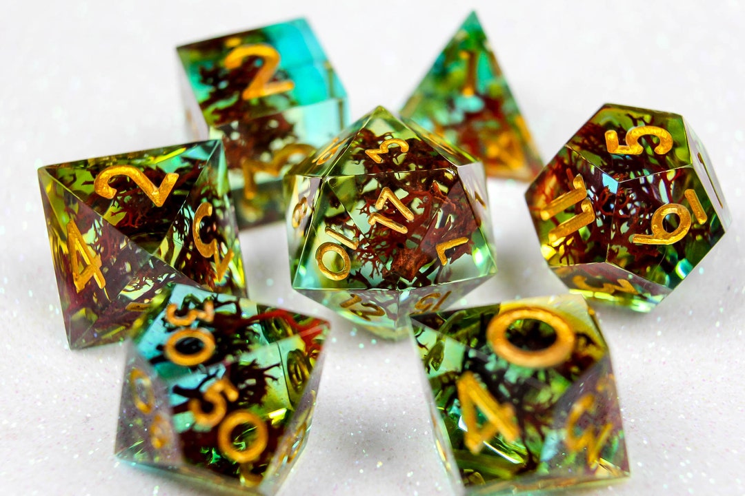 Real Nature Moss Dice Set, TTRPG Polyhedral Dice, D&D Dice, Dungeons