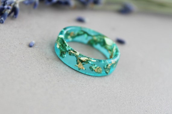 Mermaid resin Ring Ocean Resin ring Thin Chunky Resin Ring | Etsy