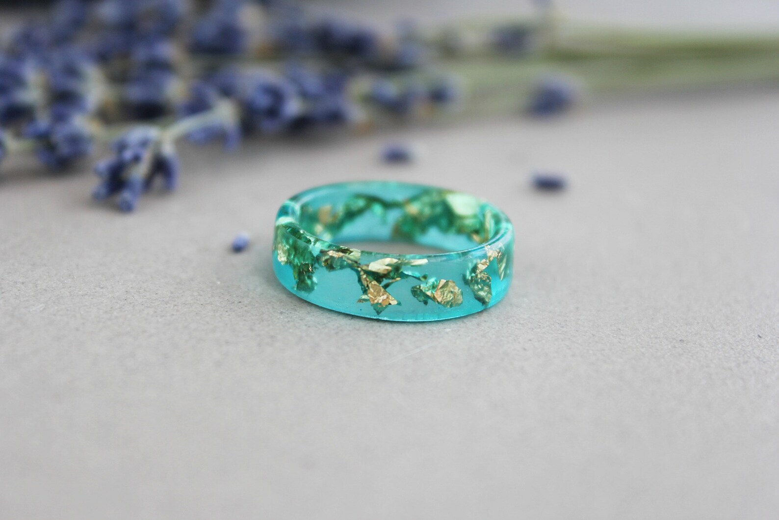 Mermaid resin Ring Ocean Resin ring Thin Chunky Resin Ring | Etsy