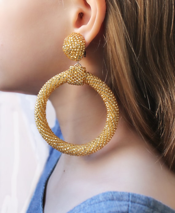 Extra Large Clip on Earrings Silver Hoop Earrings Etsy