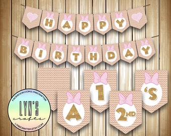 Minnie Mouse Banner Pink & Gold // Minnie Mouse Banner // Birthday Banner // Oh Twodles // Two