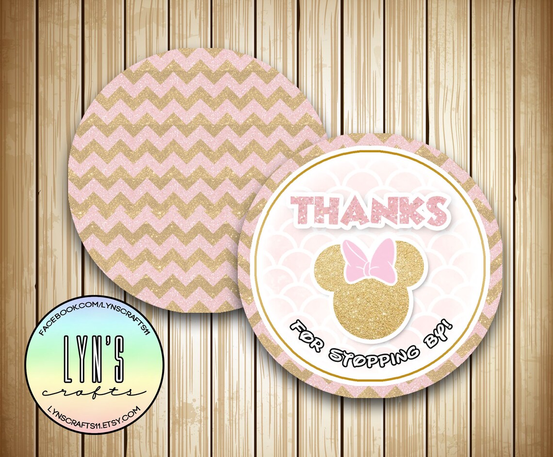 Minnie Mouse Tag Pink & Gold // Minnie Mouse Tag // Birthday Tag ...