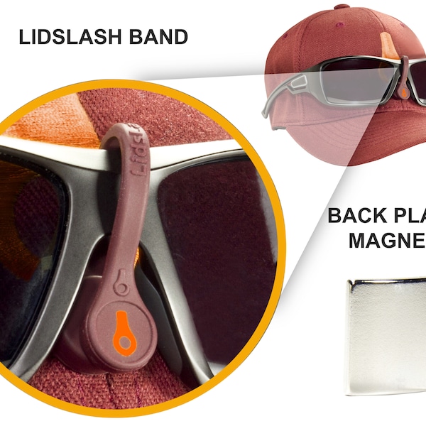LidsLash Magnetic Sunglasses Strap / Eyewear Retainer for Hats - Maroon