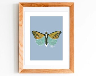 Hand Drawn Butterfly Blue Art Print PRINT ONLY