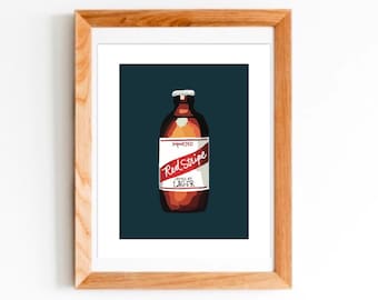 Hand Drawn Red Stripe Beer Art Print