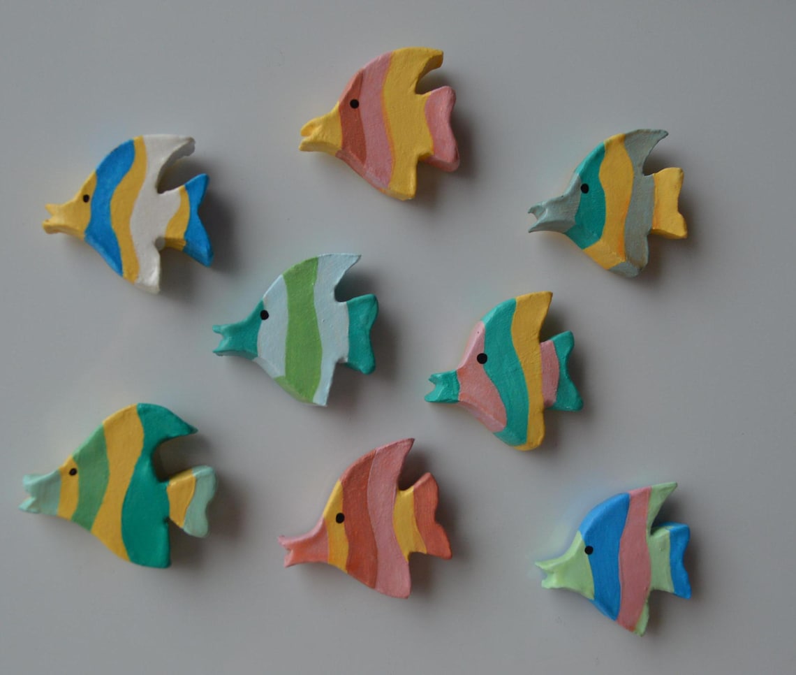 Handcrafted Fish-shaped Clay Magnet - Etsy