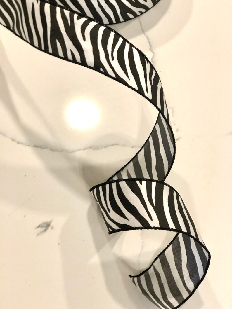Wired ribbon zebra print ribbon black and white ribbon Etsy