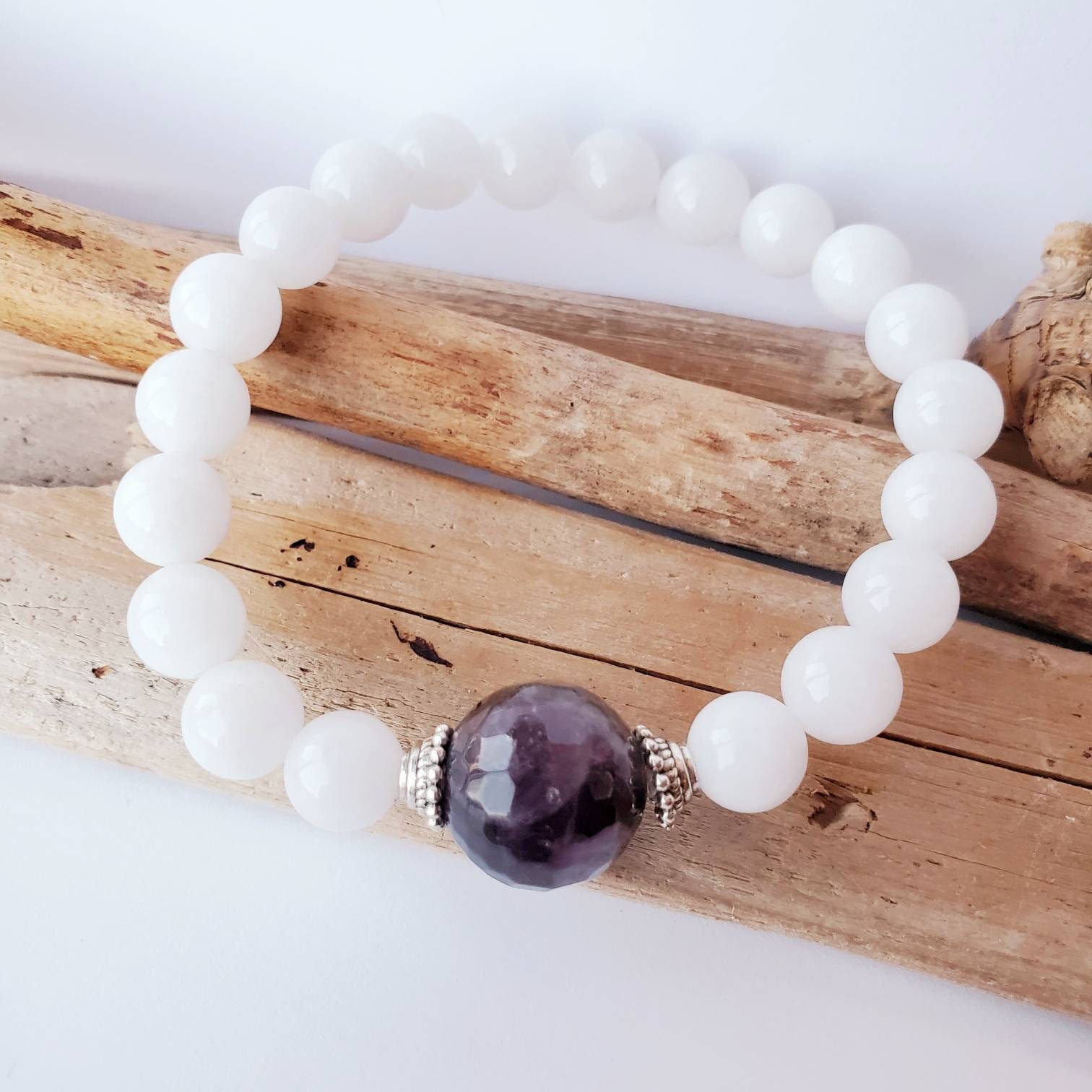 Bracelet De Jade Violet Pour Les Femmes - Stone De Bonne