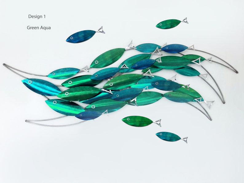 Shoal of Fish Wall Art, Indoor/outdoor Artwork, Painted Stainless Steel