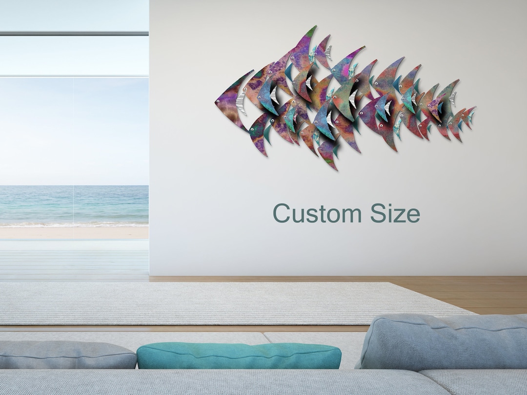 Fish Wall Sculpture, Indoor Outdoor Wall Art, Painted Stainless Steel