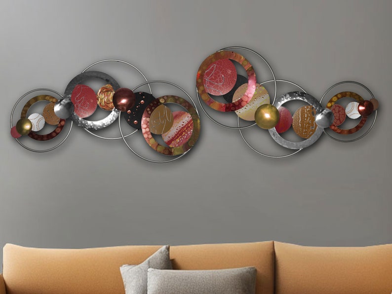 Modern Blue Metal Wall Art | Abstract Circle Sculpture | Contemporary ...