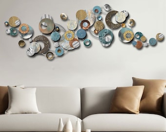 Minimalistic wall art-customisable art- blue wall art-art for large wall-living room large art-metal wall art-large abstract wall decor.