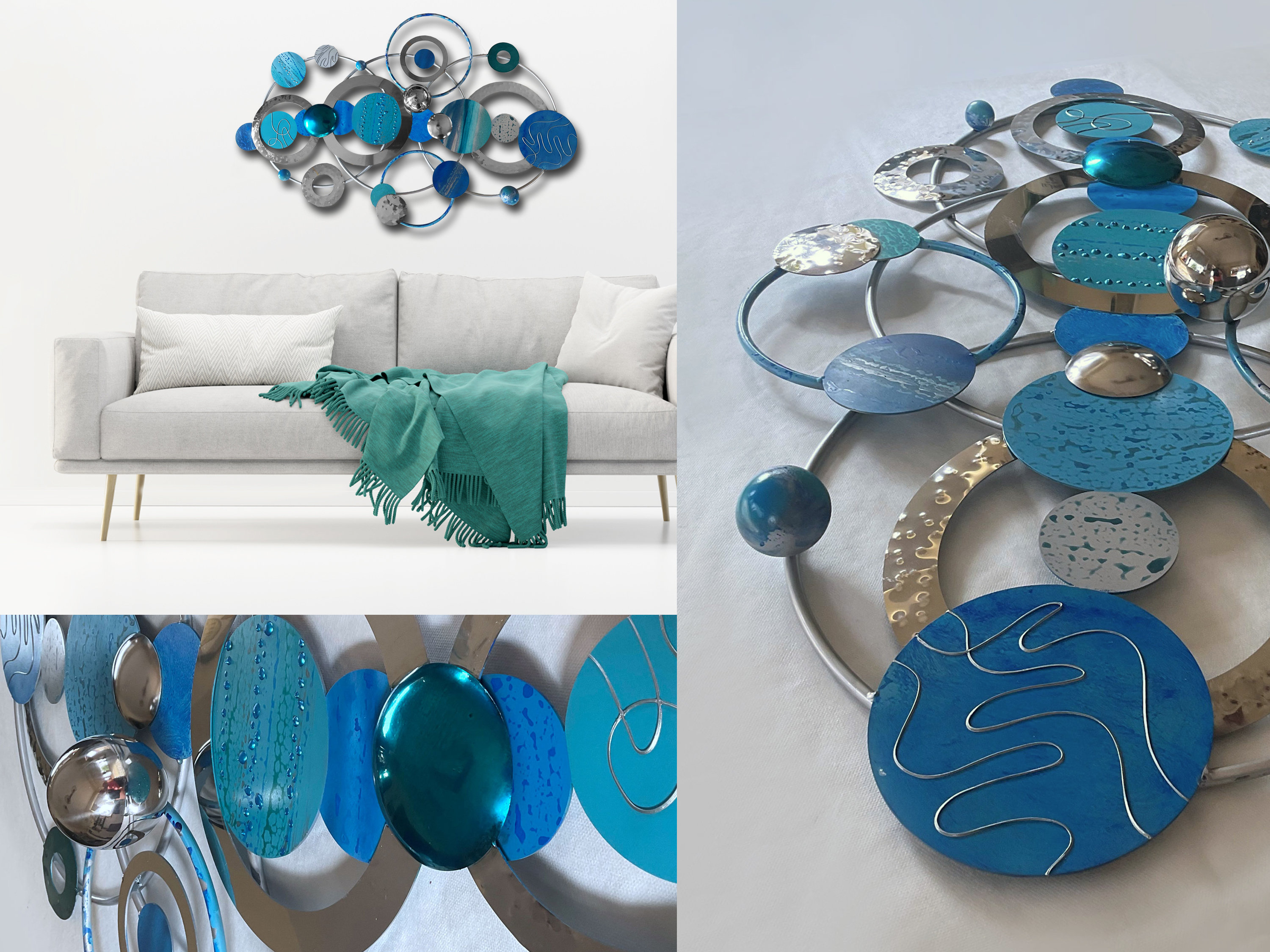 Elevate Your Space with Stunning Metal Wall Art featuring Blue Accents